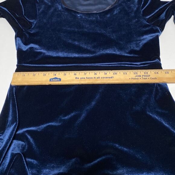 Velvet Long Sleeve Dress Royal Blue Maxi Sz 4 Practical Magic Whimsigoth Y2K 90s - Picture 7 of 9